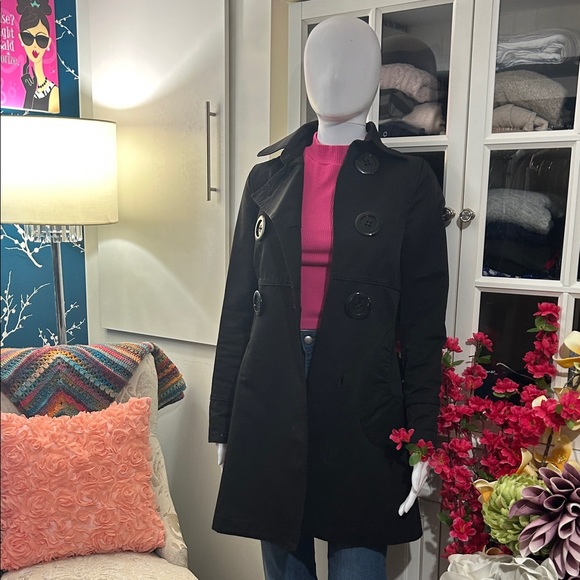 SOIA & KYOP Black Double-Breasted Pea Coat with Large Buttons - Picture 4 of 15